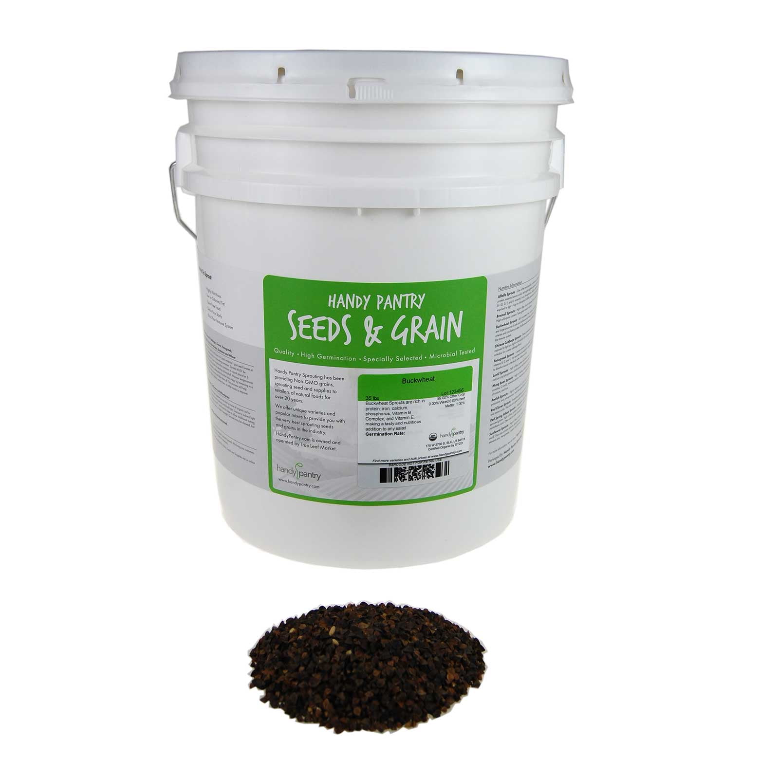 Bulk Organic Buckwheat Sprouting Seed 25 Lbs Bucket Unhulled