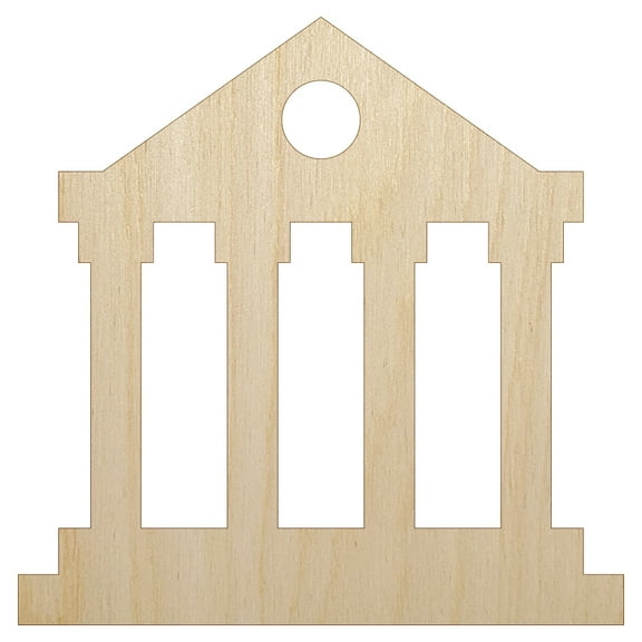Courthouse Justice Legal Lawyer Judge Icon Wood Shape Unfinished Piece Cutout Craft DIY Projects - 4.70 Inch Size - 1/8 Inch Thick