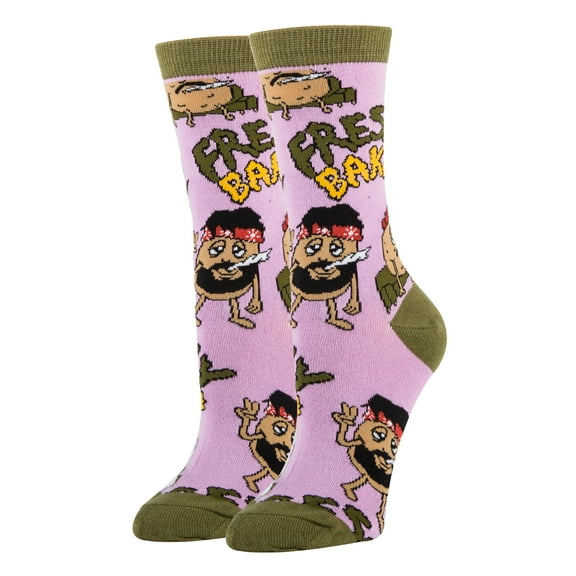 OoohYeah Womens Novelty Funny Crew Socks, Colorful Cotton Dress Socks, Freshly Baked