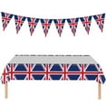 thumbnail image 2 of OUSITAID Union Jack Tableware Union Jack Tablecloth/Paper Plates/ Napkins / Cups / Spoons / Fork / Triangle Flags Banner Dinnerware Queens Platinum Jubilee 2022 Decorations Party Supplies, 2 of 9