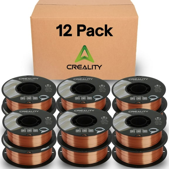 Creality Silk PLA Filament 12-PK 1.75mm High Gloss 2.2lb Spool Clog-Free Use w Creality Ender CR Series & Most FDM Printer Red Copper 12 Unit per pack