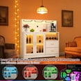 thumbnail image 3 of para Cocina, Cantina Bar Mueble para Casa con Luces LED, Toma de Corriente, Gabinete para Vinos Botellero y Copas, Gabinetes de Almacenamiento, 120 * 40 * 115cm (Blanco), 3 of 9