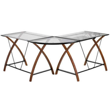 Flash Furniture Glass L Shape Desk With Pull Out Keyboard Com Flash Furniture Glass L Shape Desk With Pull Out Keyboard