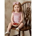 thumbnail image 6 of BemeyourBBs Newborn Baby Girls Little Sister Outfit Waffle Knit Ruffle Romper Little Sis Letter Embroidery Ruffle Sleeveless Infant Bodysuit and Shorts Headband Set Cute Baby Girl Summer Clothes, 6 of 9