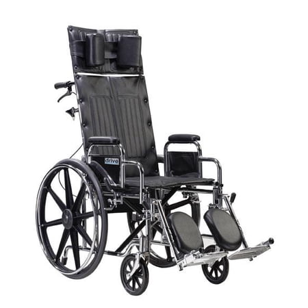 Drive Medical STD20RBADFA Sentra Wheelchair 20 Inch Full Reclining Back Detachable and Adjustable Height Full Arms 1