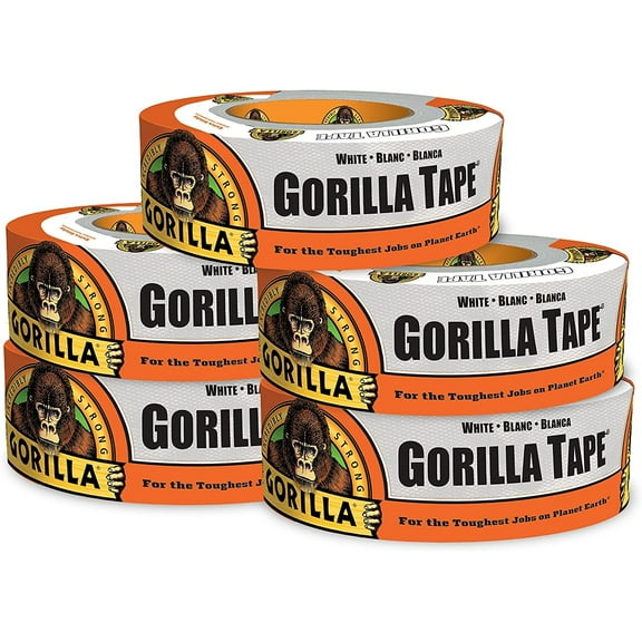 Gorilla White Duct Tape, 1.88" x 30 yd, White, Pack of 5