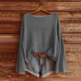 thumbnail image 2 of Women's Knit Sweatshirts Dolman Batwing Sleeves Knitted Sweaters Cute Shirt Fall Spring Crewneck Pullover Tops Dark Gray M, 2 of 4