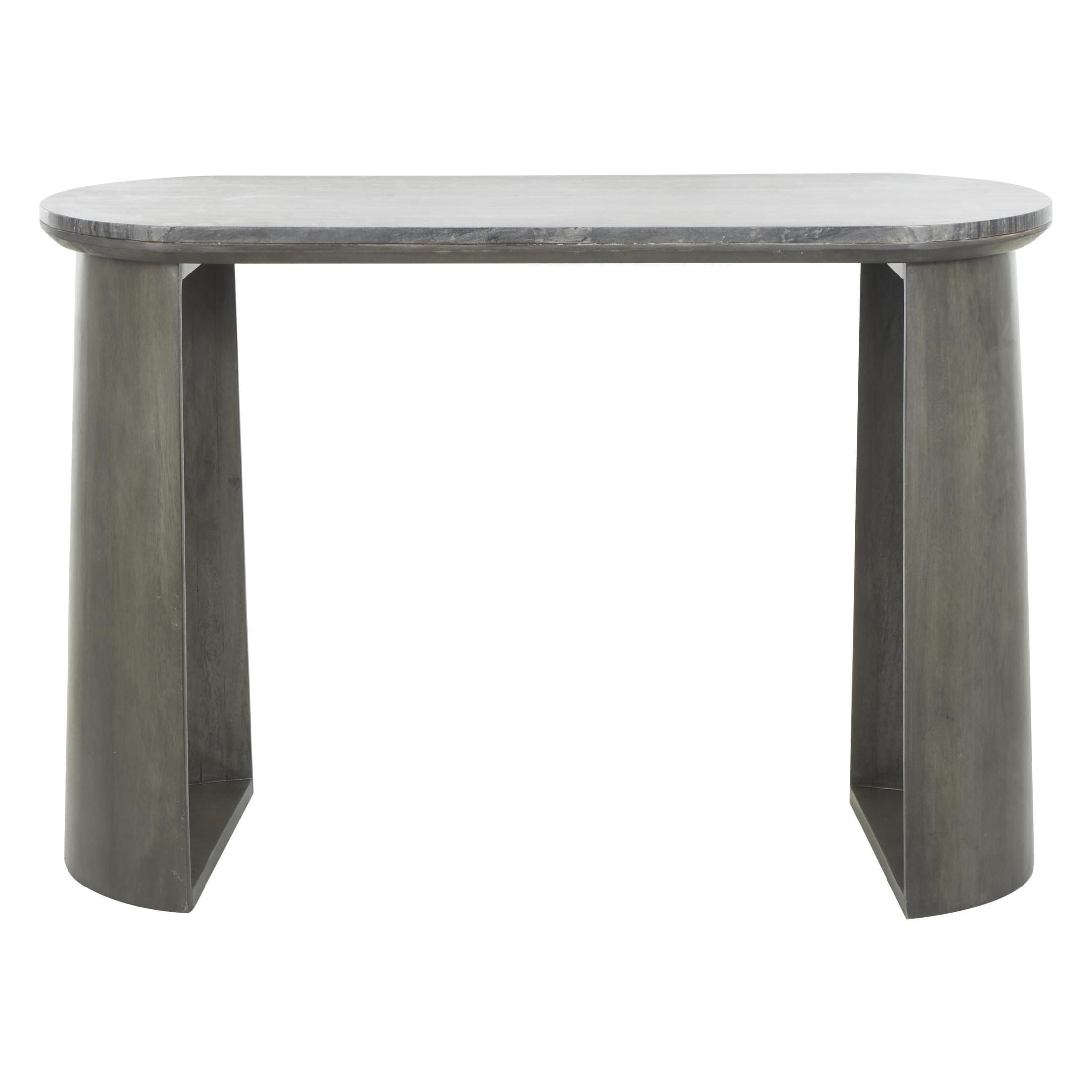 DecMode 48" x 33" Dark Gray Mango Wood Oval Console Table with Curved Flared Legs, 1-Piece
