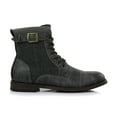 thumbnail image 2 of Polar Fox Elijah MPX808566 Mens Duo-Texture Cap Toe Boot Motorcycle Zipper Boots, in Charcoal Herringbone, Men's Size 8, 2 of 8