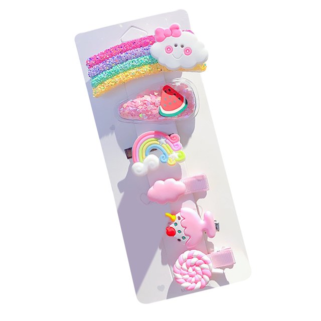 Children Girls Colorful Hair Clips Set Cartoon Band Hair Accessories Headbands