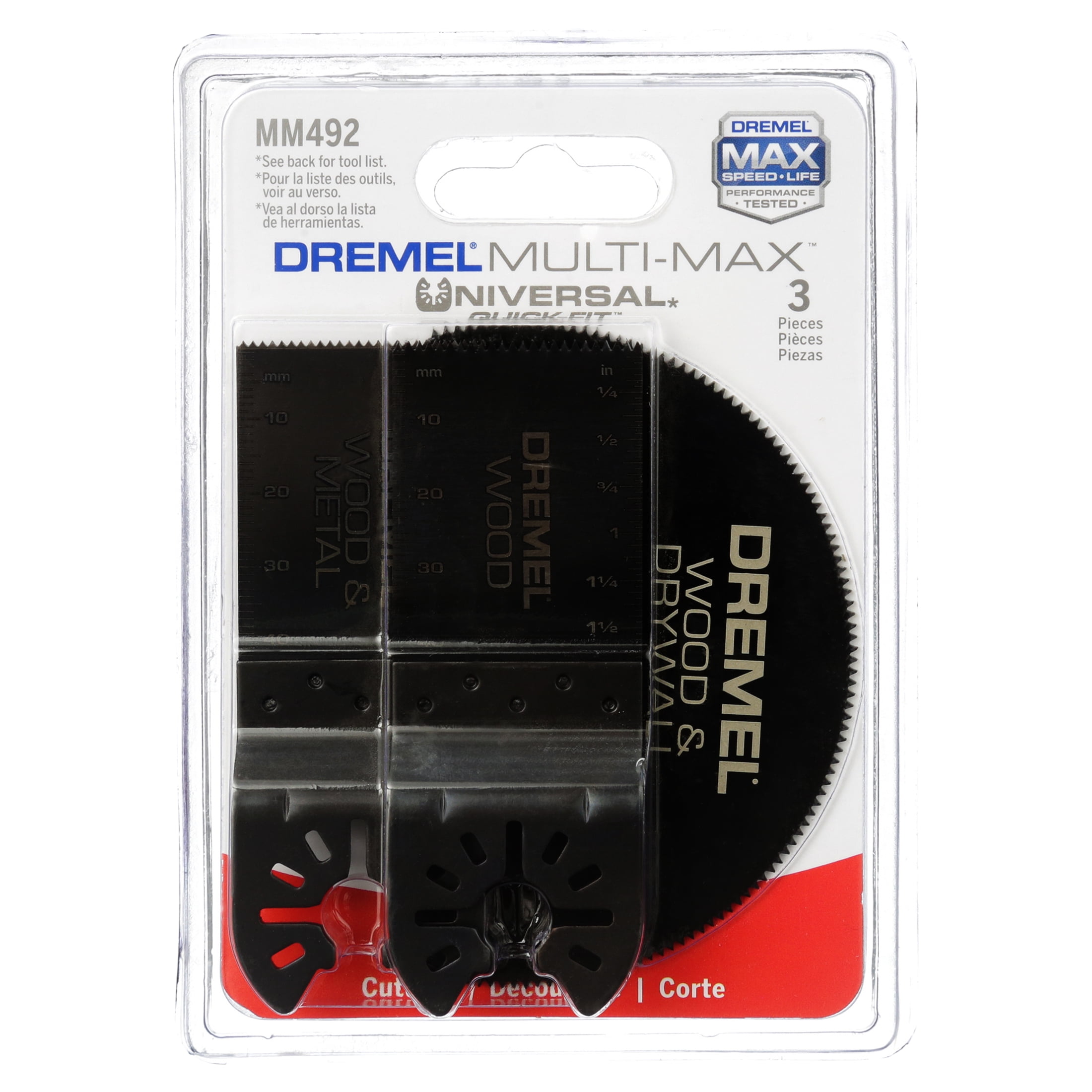 Dremel MM492, Multi-Max Oscillating Universal Dual Interface Cutting Accessory Set, 3-Piece