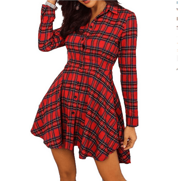 Red plaid dress women 2025