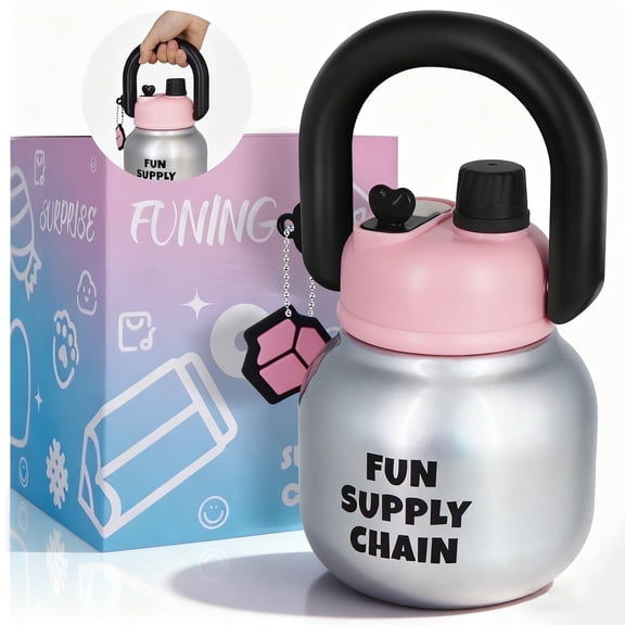 FUNXEE Stainless Steel Insulated Water Bottle 22oz Portable Tumbler with Straw and Spout Lid for Hot and Cold Drinks