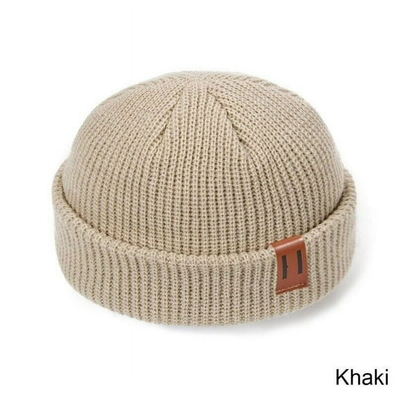ZOELNIC Winter Warm Men Women Mini Fisherman Beanie Hat Knitted Ribbed Docker Skull Cap , Khaki