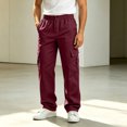 thumbnail image 2 of Cmfcve Mens Cargo Pants Button Zipper Fly Straight Leg Pants Casual Outdoor Hiking Work Trousers, 2 of 8
