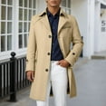 thumbnail image 2 of KKBOTIVE Mens Trench Coat One Slim Fit Mid Long Jackets Casual Fall Windbreaker Overcoat Men's Fashion Khaki1 Size: M, 2 of 5