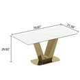 thumbnail image 5 of 0.47" Thick Sintered Stone Composite Tempered Glass Top Dining Table with V-Shape Stainless Steel Base, 5 of 9