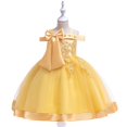 thumbnail image 4 of CPNG Girls' Luxe Off-the-Shoulder Flower Girl Dress – Oversized Satin Bow, Intricate Embroidery & Tulle Ball Gown Skirt with Satin Trim for Weddings & Special Occasions, 4 of 5