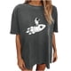 thumbnail image 1 of Moda Mujer Damas Cayó Hombro Mangas Impresión suelta Manga corta Top Pullover Tops Pompotops hfajkhk141638, 1 of 9