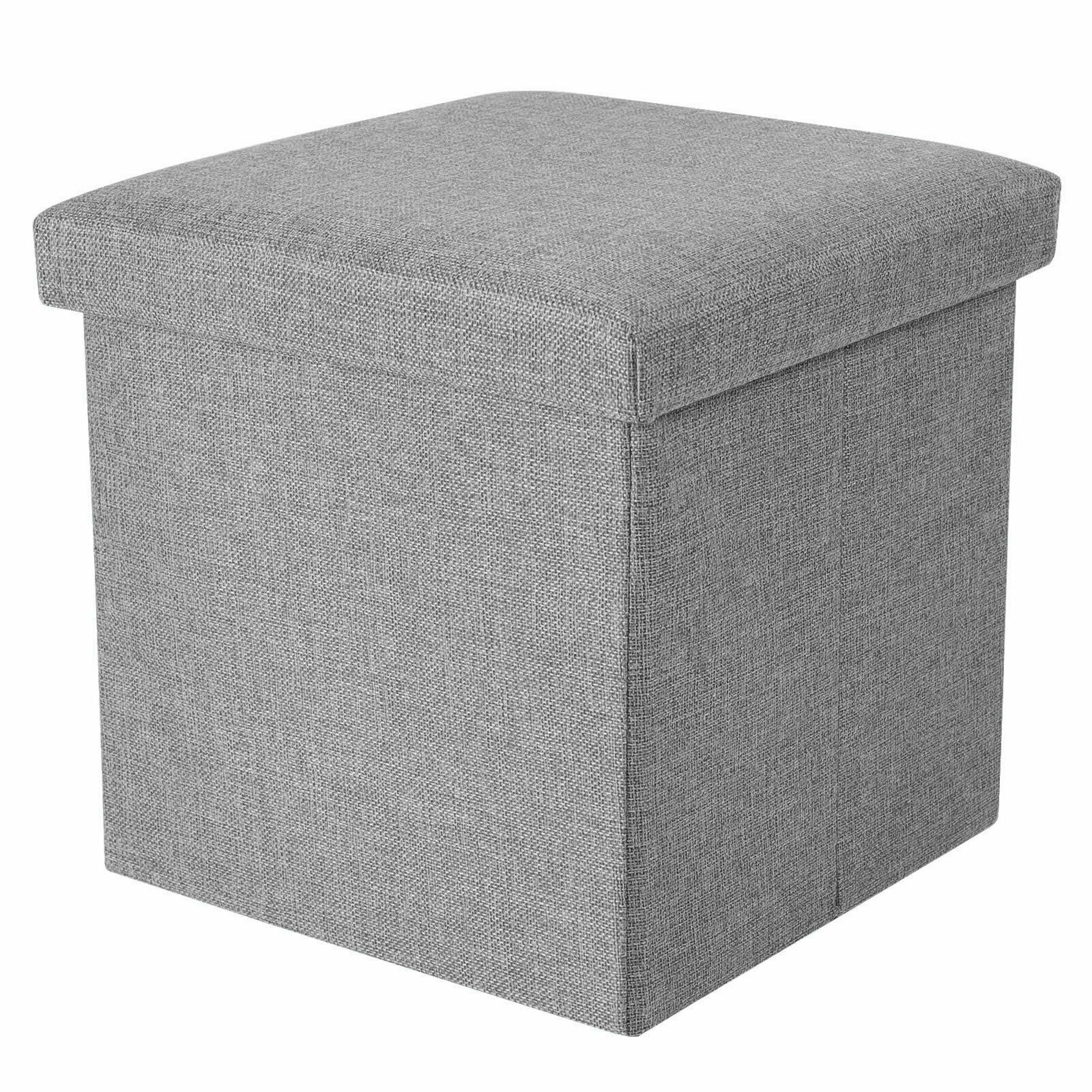 ANMINY Folding Storage Ottoman Cube, Gray photo 6