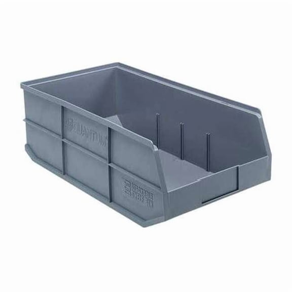 Quantum Storage Systems SSB485GY Stackable Shelf Part Organizer Gray Bins 21" L x 11" W x 7" H 6 Pack