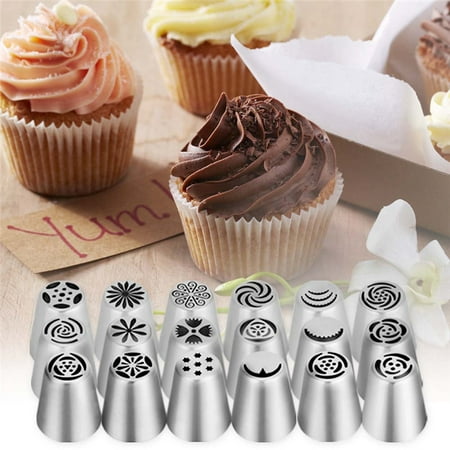 20 PCS Russian Nozzles Flower Piping Tips with 20 Disposable Piping Bags+2Colour Coupler Cake Decorating Set kit For Cake (Best Piping Tip For Cupcakes)
