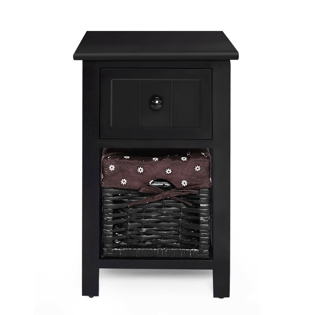 Home Garden 2 Tier Small Nightstand 1 Drawer Bedside End Table Organizer Wood W Basket White Nightstands