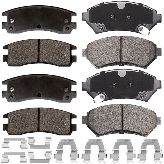 8 PCS Front Rear Ceramic Brake Pads w/Hardware Fits Fits for Buick Century Regal, Chevrolet Impala Monte Carlo, Pontiac Grand Prix Montana, Oldsmobile Intrigue Low Dust Brake Pad