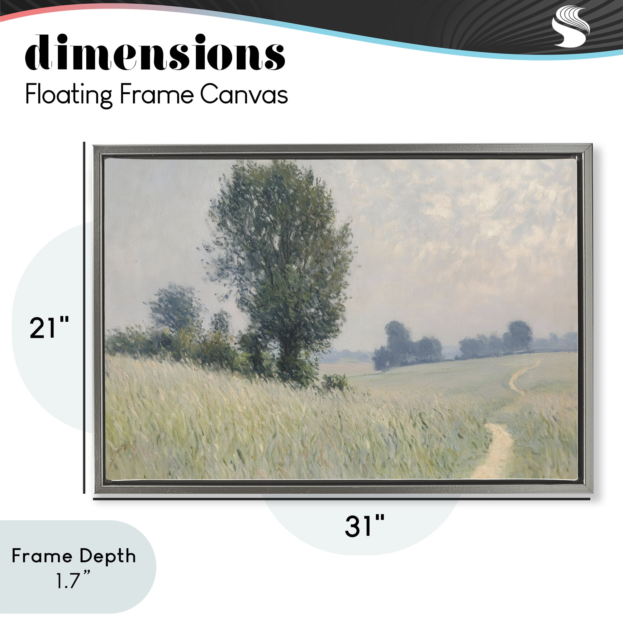 Stupell Industries Tall Grass Path Through Meadow Gray Framed Floater Canvas Wall Art, design by Petal Prints Design
