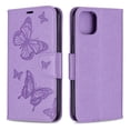 thumbnail image 3 of Allytech iPhone 11 Pro Max Case (6.5"), Slim Fit PU Leather Folio Butterfly Embossed Shockproof Wrist Hand Strap Flip Cards Holder Wallet Case TPU Back Cover for Apple iPhone 11 Pro Max, Violet, 3 of 8