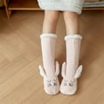 thumbnail image 3 of Lovskoo Slipper Socks for Women Mid-Calfgirls Winter Rabbit Ears Thicken Warm Non-Slip Combed Tube Socks Floor Middle Slipper Socks Cute Novelty Crew Socks Pink, 3 of 9