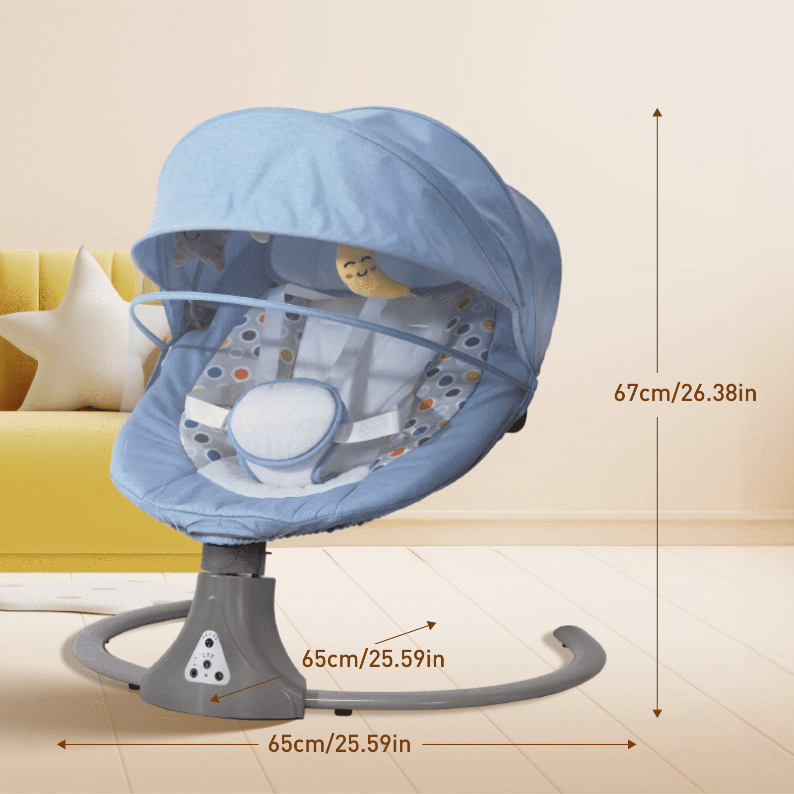 Baby Swing for Infants -  Remote Control Baby Swing Chair , 5 Speed Settings, 12 Lullabies, 3 Timer, 3 Angle, Cordless, USB Plug (Blue)