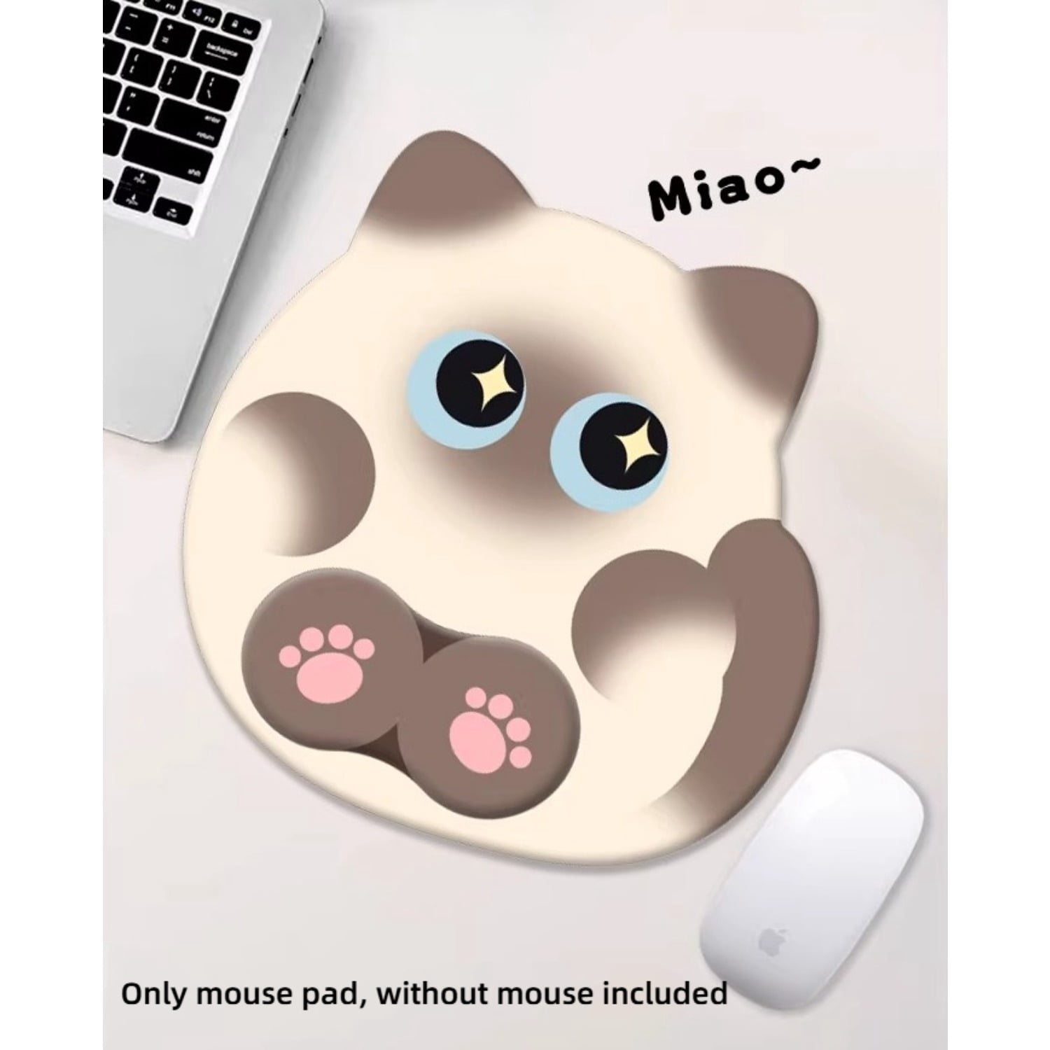 Cartoon Cat Wrist Rest Set for Keyboard and Mouse Pad, Thick Silicone Wrist Support with Anti-Slip Base for Office Desk