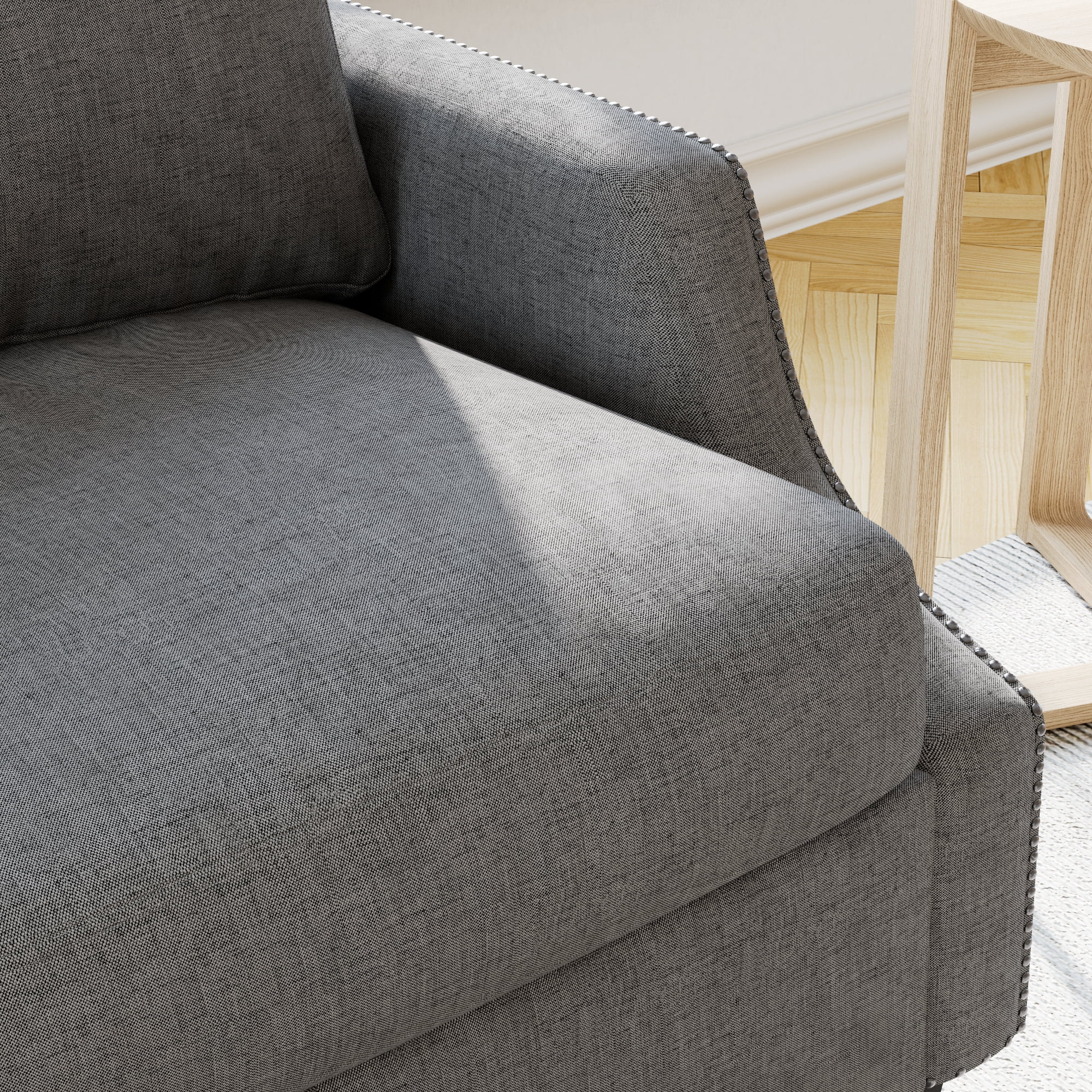 Aukfa 3 Piece Living Room Sofa Set, Modern Upholstered Sectional Couch with 3 Seater Sofa, Loveseat and Armchair, Furniture Set, Gray