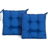 CSPPT Outdoor Dinning Seat Pads Cushions with Tie 19"x19"x4",Square Wicker Outdoor Tufted Cushion,Set of 2,Navy Blue