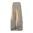 thumbnail image 4 of QQZ Wide Leg Cargo Pants For Men, Elastic Drawstring Casual Jogger Pants For Daily Walking Travel Weekend Wear, 4 of 9