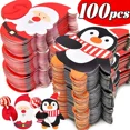 thumbnail image 2 of Tarjetas de papel con forma de piruleta de Navidad, dibujos animados de Papá Noel, pingüino, muñeco de nieve, regalos de dulces para niños, paquete de envoltura, decoración para fiesta de Año Nuevo, 2 of 5
