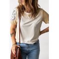 thumbnail image 2 of POGLIP Women's Khaki Bleached Leopard Print Crew Neck T Shirt, 2 of 6