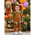thumbnail image 3 of RUINIXCW Kids Scarecrow Boys Tops Patchwork Overalls and Hat Cosplay for Halloween Holiday Outfit, 3 of 9