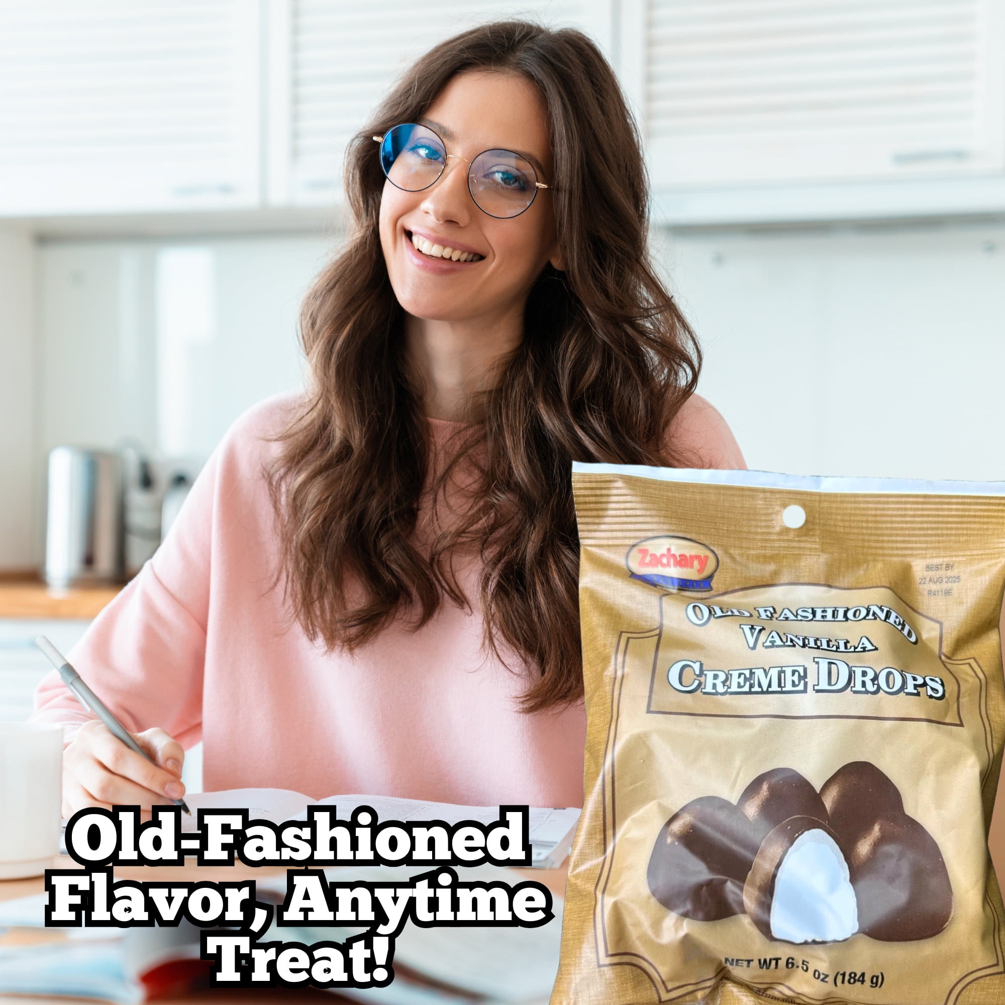 Zachary Old Fashioned Vanilla Creme Drops Candy, Chocolate Coating