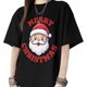 thumbnail image 1 of Camisetas para mujer Feliz Navidad Papá Noel Camisetas gráficas de manga corta Camiseta holgada Tops casuales de algodón, 1 of 8