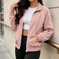 thumbnail image 6 of Tqcoqu Women's Stand Collar Full Zip Workout Track Jackets, Lightweight Long Sleeve Sweatshirts,2026 Trendy Fall Coat with Pockets, 6 of 9