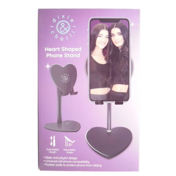 Dixie & Charli Universal Heart Shaped Phone Stand Holder - Black