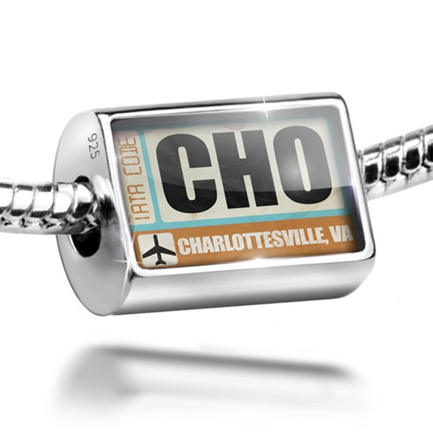 Neonblond Charm Airportcode CHO Charlottesville, VA 925 Sterling Silver