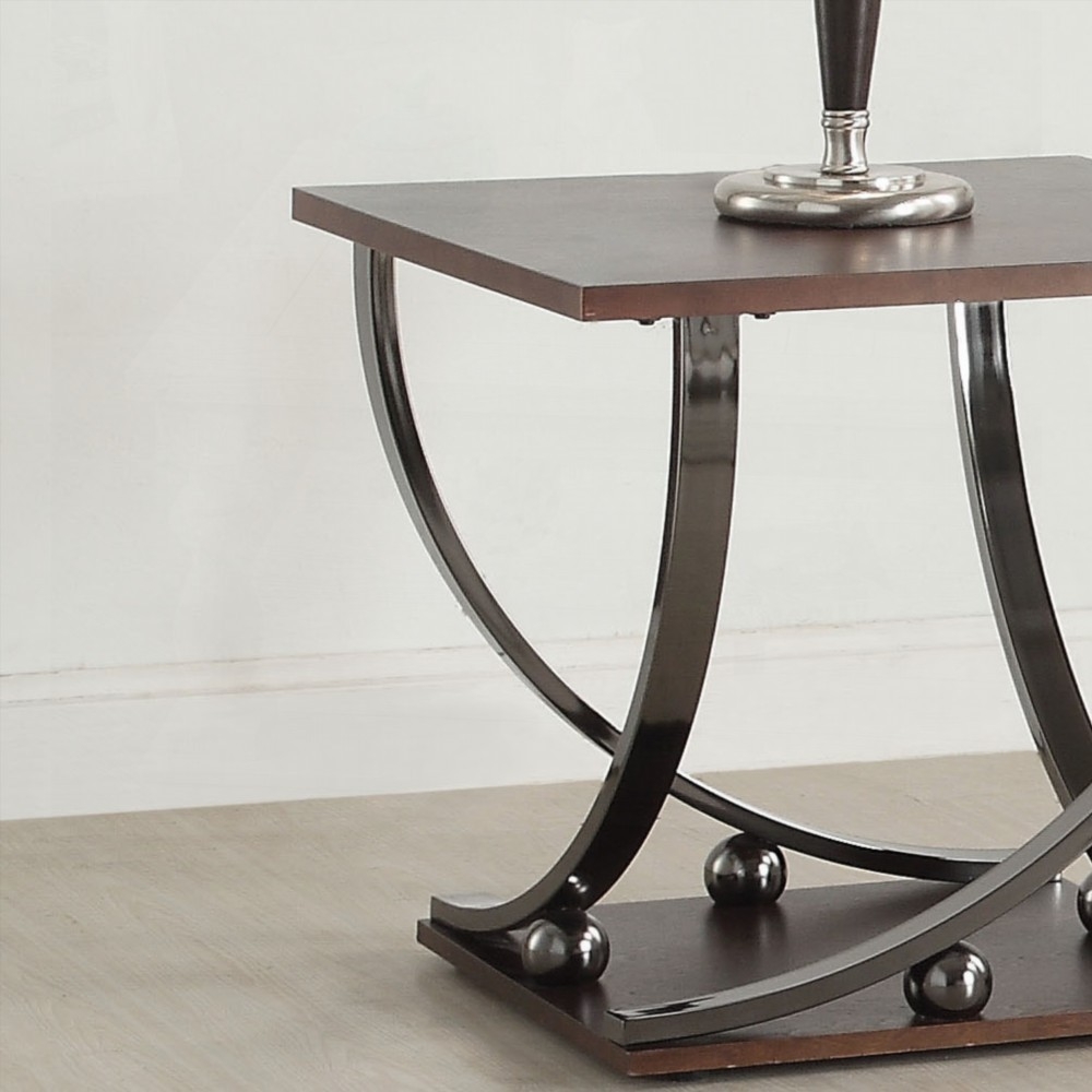 Black Nickel End Table with Bottom Shelf - Compact & Stylish Furniture for Any Space