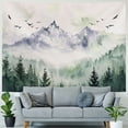 thumbnail image 4 of ONETECH Mountain Forest Tapestry, Misty Foggy Sage Green Tree Landscape Watercolor Art Wall Tapestries, Nature Scenery Tapestry for Bedroom Living Room Backdrop, 4 of 6