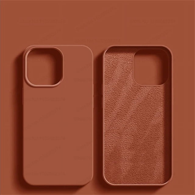 Luxury Liquid Silicone Cases For iPhone 16 Pro Max Bumper Shockproof Case For Apple iPhone 16 Plus Soft Cover Phone Accessories Brown For iPhone 16 Pro