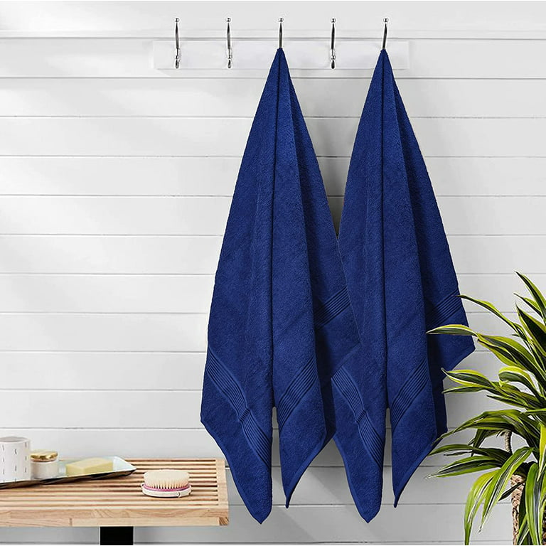 Navy Blue Washcloths 4 Pack Cotton 12x12 Soft & Absorbent Wash Cloths