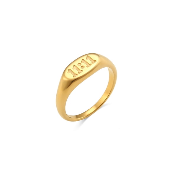 Oval Stainless Steel Ring 18K Gold Plated Elegant Jewelry