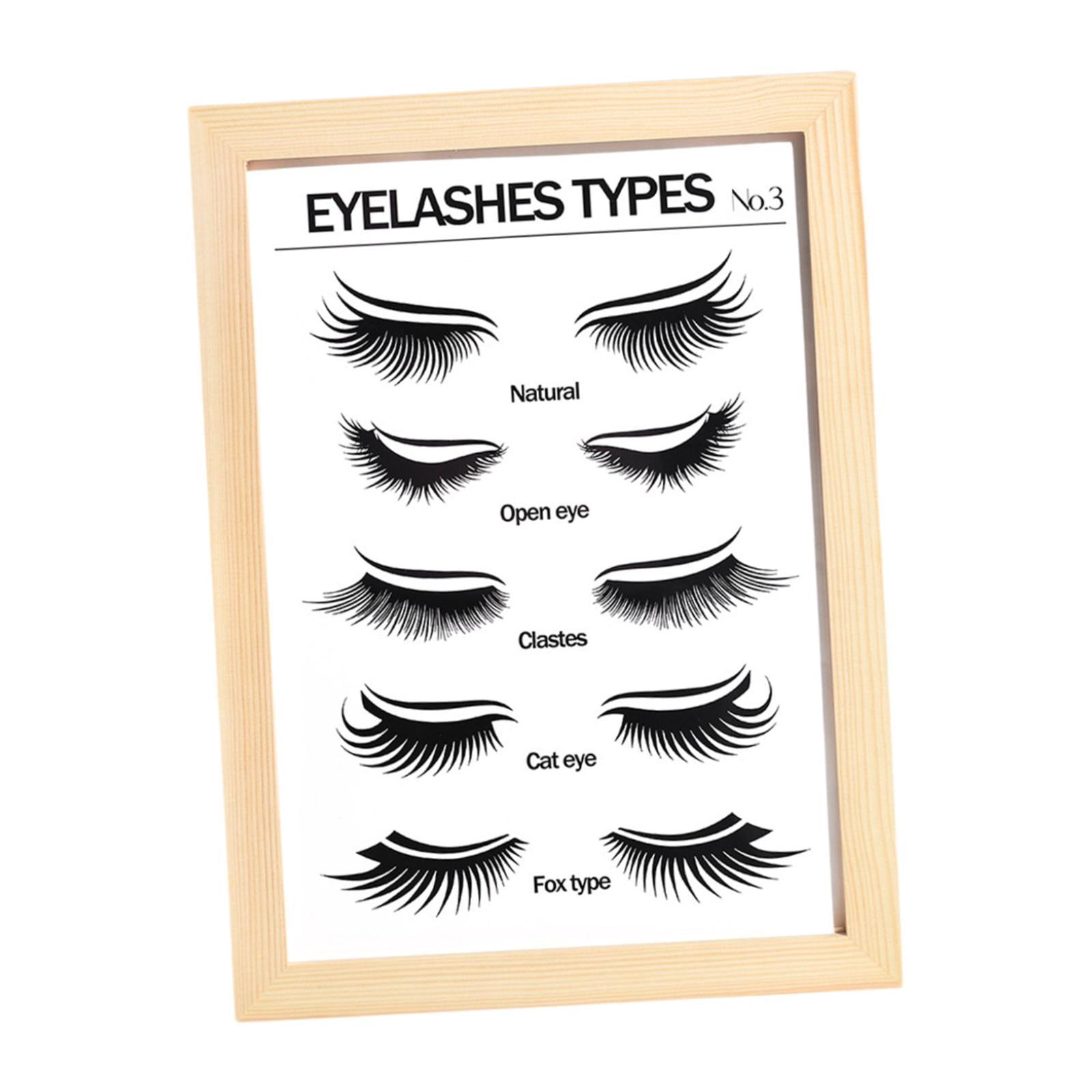 TOOYFUL Lashes Wall Art Eyelash Guide Wooden Frame Walls Decoration Eyelash Wall Decor for Lashes Studios Home Decor B